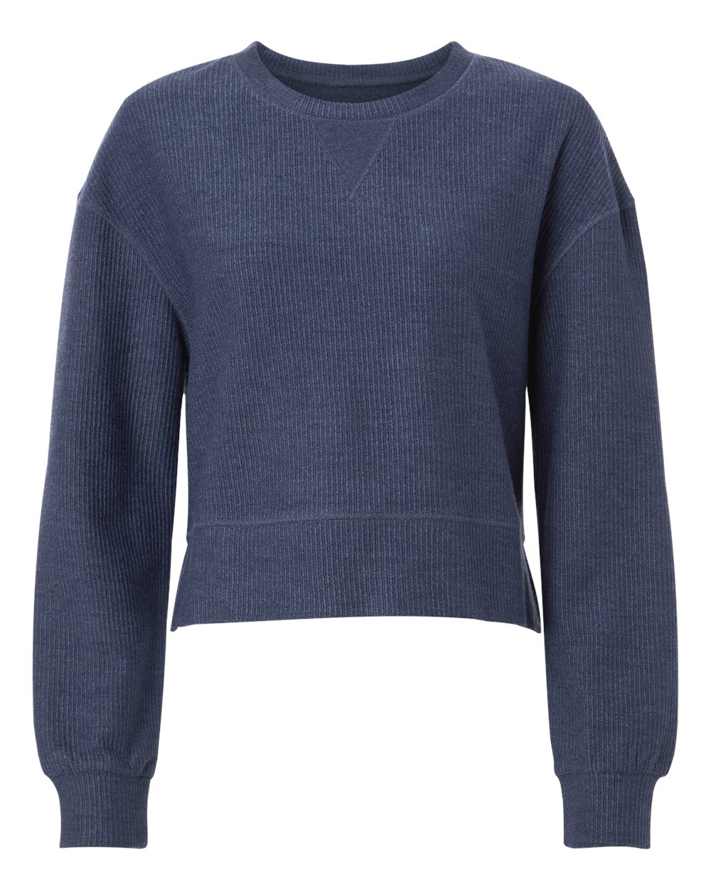 Boxercraft Women's Rib Knit Corded Boxy Crewneck Sweatshirt. BW5102 - Navy