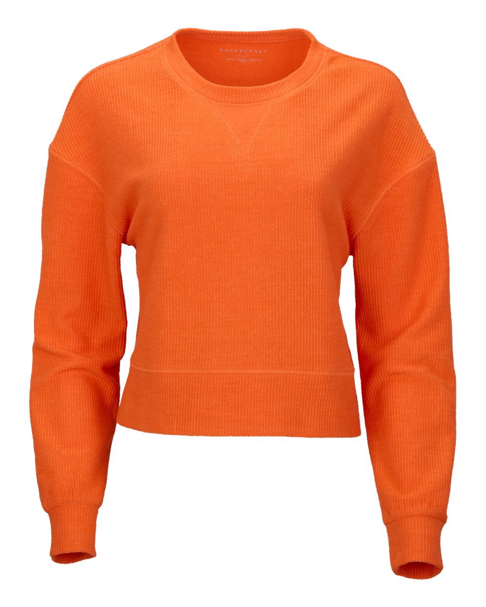 Boxercraft Women's Rib Knit Corded Boxy Crewneck Sweatshirt. BW5102 - Orange
