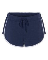 Boxercraft Women's French Terry Shorts. BW6402 - Navy Heather/ White