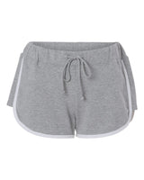 Boxercraft Women's French Terry Shorts. BW6402 - Oxford Heather/ White