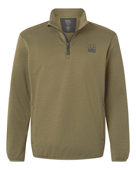 HUK Men's Coldfront+ Quarter-Zip Pullover. H130098 - Overland Heather