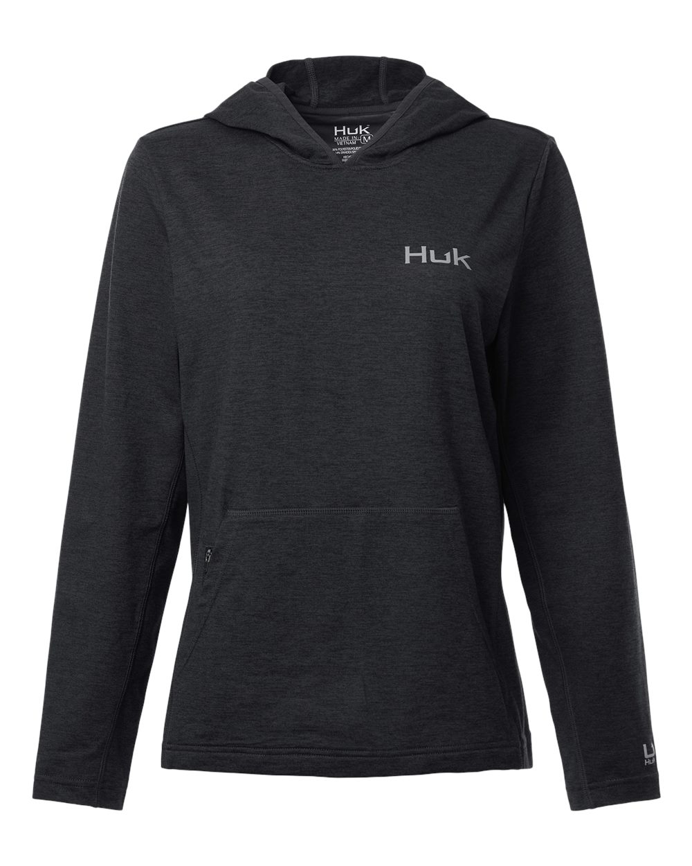 HUK Women's Coldfront+ Hooded Sweatshirt. H6130023 - Heather Black