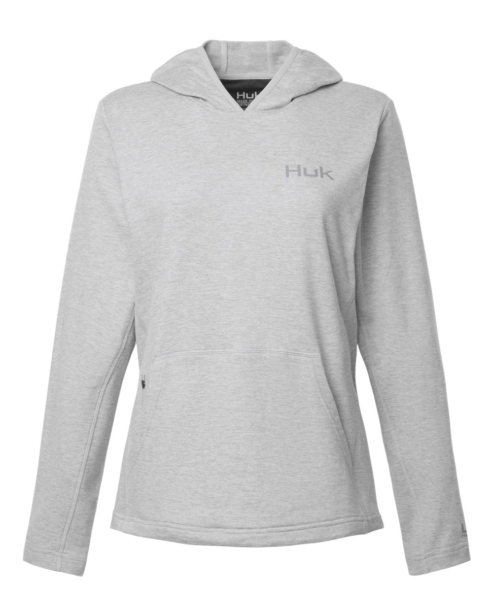 HUK Women's Coldfront+ Hooded Sweatshirt. H6130023 - Harbor Mist Heather