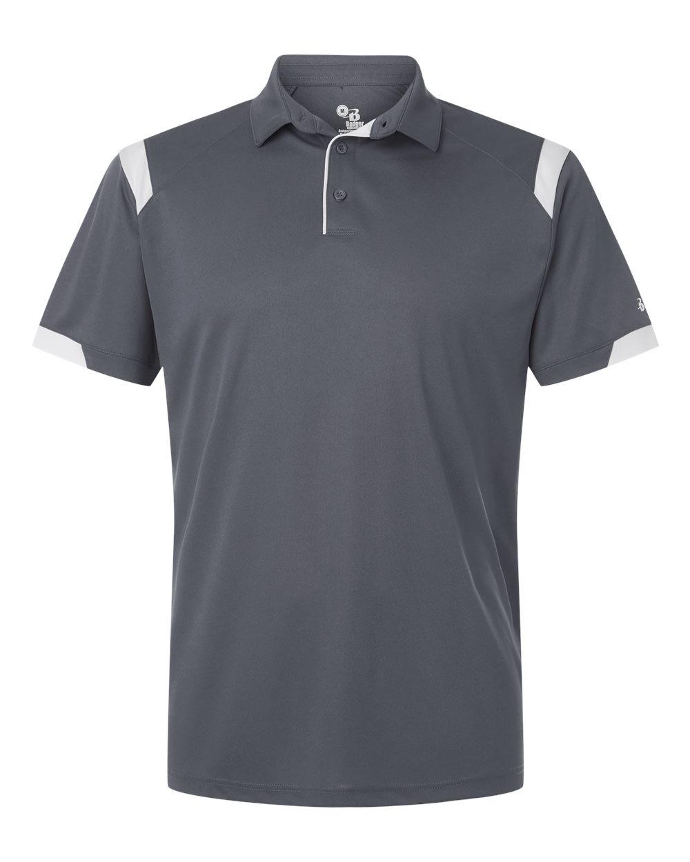 Badger Unisex On the Rise Polo. 3350 - Graphite/ White