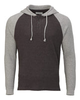 Boxercraft Unisex Waffle Knit Pullover Hooded Long Sleeve T-Shirt. BM3702 - Charcoal/ Oxford Heather