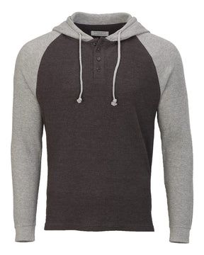 Boxercraft Unisex Waffle Knit Pullover Hooded Long Sleeve T-Shirt. BM3702 - Charcoal/ Oxford Heather