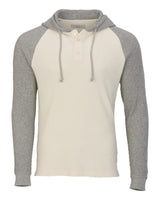 Boxercraft Unisex Waffle Knit Pullover Hooded Long Sleeve T-Shirt. BM3702 - Natural/ Oxford Heather