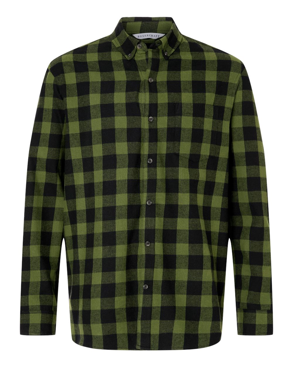 Boxercraft Men's Flannel Button Down Shirt. BU7401 - Army/ Black Buffalo