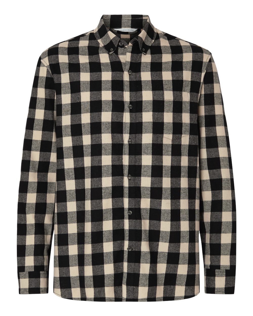 Boxercraft Men's Flannel Button Down Shirt. BU7401 - Black/ Ecru Buffalo Plaid