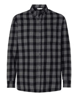 Boxercraft Men's Flannel Button Down Shirt. BU7401 - Charcoal/ Black Buffalo