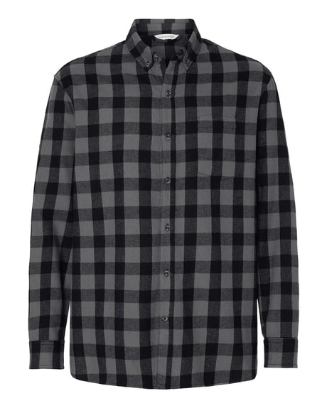 Boxercraft Men's Flannel Button Down Shirt. BU7401 - Charcoal/ Black Buffalo