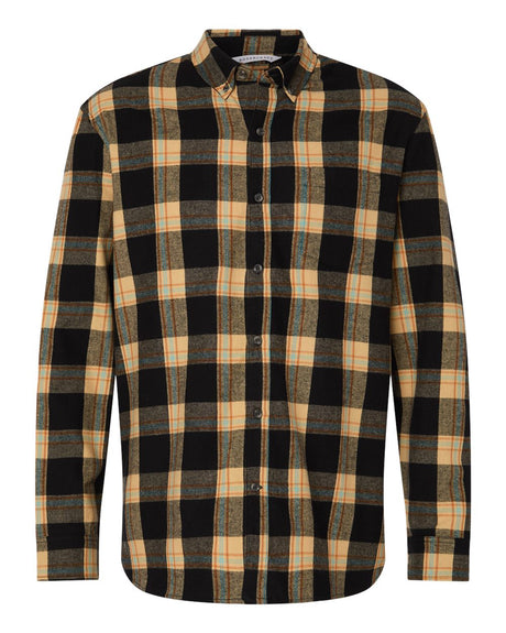 Boxercraft Men's Flannel Button Down Shirt. BU7401 - Dark Khaki Plaid