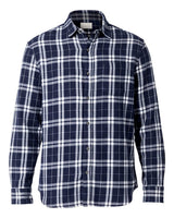 Boxercraft Men's Flannel Button Down Shirt. BU7401 - Navy/ Silver Plaid