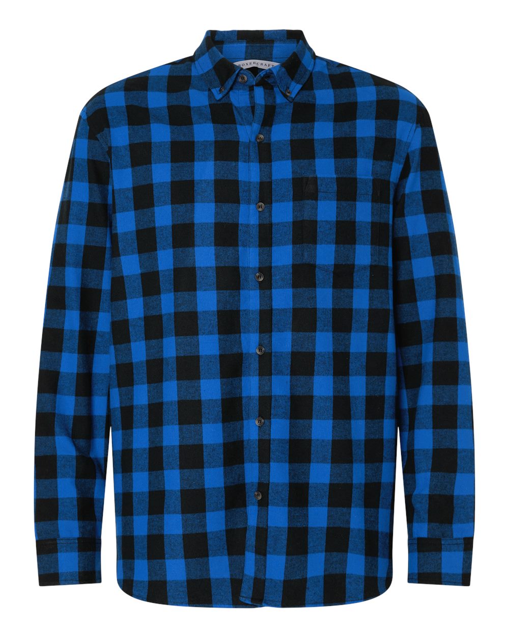 Boxercraft Men's Flannel Button Down Shirt. BU7401 - Royal/ Black Buffalo