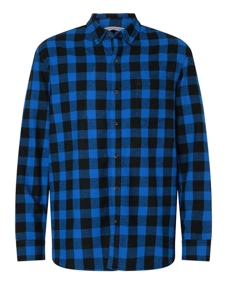 Boxercraft Men's Flannel Button Down Shirt. BU7401 - Royal/ Black Buffalo
