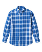 Boxercraft Men's Flannel Button Down Shirt. BU7401 - Royal/ Silver Plaid