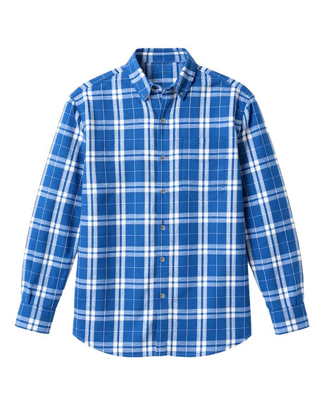 Boxercraft Men's Flannel Button Down Shirt. BU7401 - Royal/ Silver Plaid
