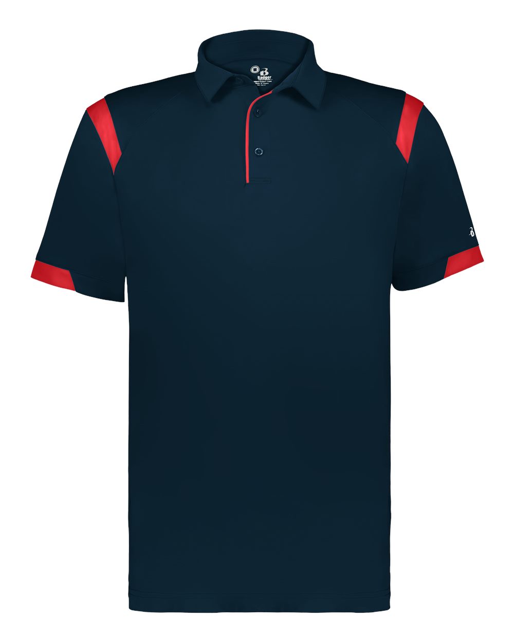 Badger Unisex On the Rise Polo. 3350 - Navy/ Red