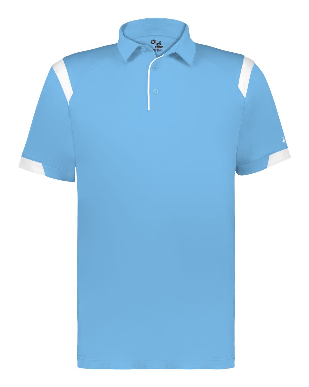 Badger Unisex On the Rise Polo. 3350 - Columbia Blue/ White
