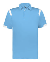 Badger Unisex On the Rise Polo. 3350 - Columbia Blue/ White