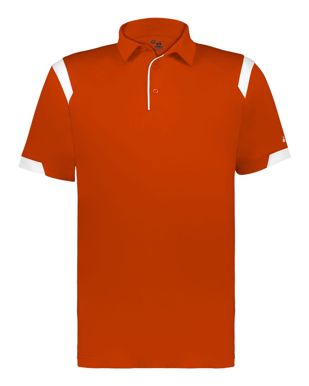 Badger Unisex On the Rise Polo. 3350 - Burnt Orange/ White
