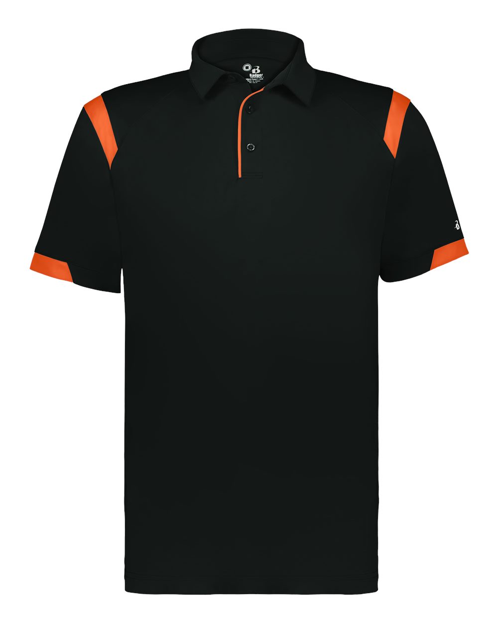 Badger Unisex On the Rise Polo. 3350 - Black/ Burnt Orange