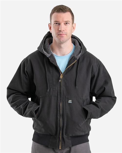 Berne Apparel Men's Highland Flex180® Washed Duck Hooded Work Jacket. HJ317