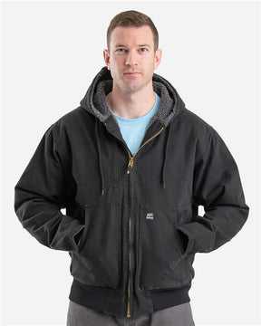 Berne Apparel Men's Highland Flex180® Washed Duck Hooded Work Jacket. HJ317