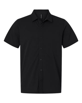 AllPro Men's Pro-Flex Sorona® Button Down Short Sleeve Shirt. 41SPSS - Black
