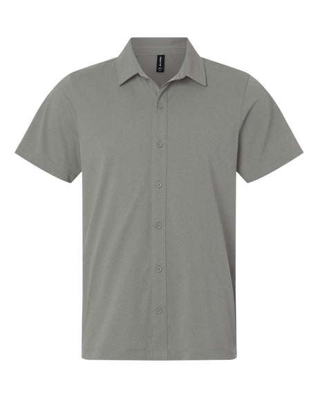 AllPro Men's Pro-Flex Sorona® Button Down Short Sleeve Shirt. 41SPSS - Greystone