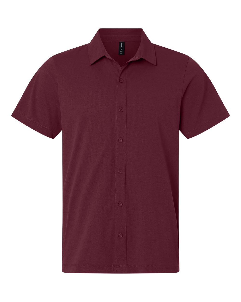 AllPro Men's Pro-Flex Sorona® Button Down Short Sleeve Shirt. 41SPSS - Maroon