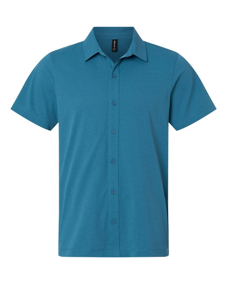 AllPro Men's Pro-Flex Sorona® Button Down Short Sleeve Shirt. 41SPSS - Pacific Blue