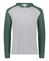 Augusta Sportswear Unisex Gameday Vintage Hooded Long Sleeve T-Shirt. 6884 - Grey Heather/ Dark Green Heather