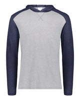 Augusta Sportswear Unisex Gameday Vintage Hooded Long Sleeve T-Shirt. 6884 - Grey Heather/ Navy Heather