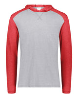 Augusta Sportswear Unisex Gameday Vintage Hooded Long Sleeve T-Shirt. 6884 - Grey Heather/ Scarlet Heather