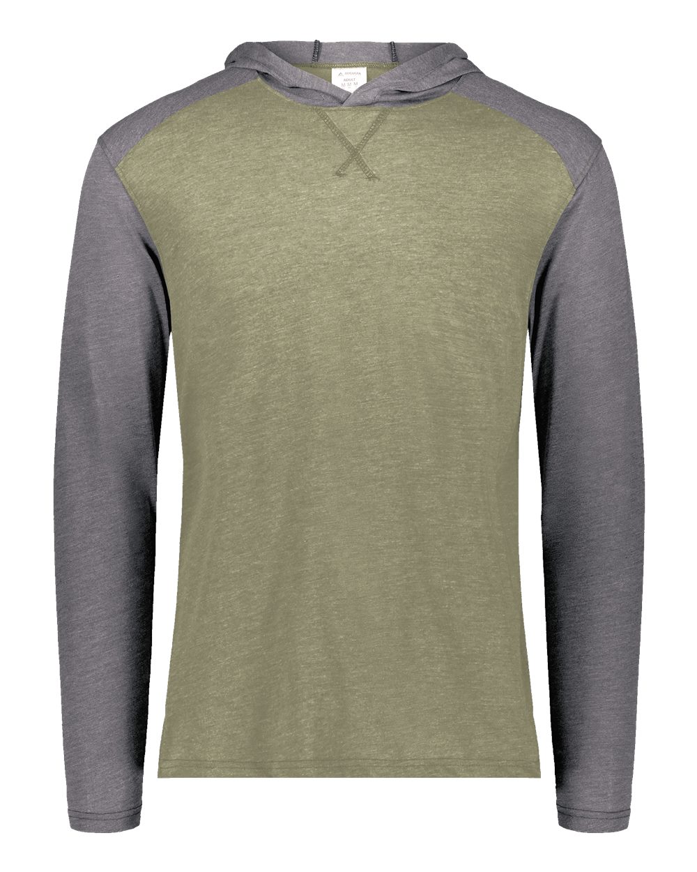 Augusta Sportswear Unisex Gameday Vintage Hooded Long Sleeve T-Shirt. 6884 - Olive Heather/ Carbon Heather