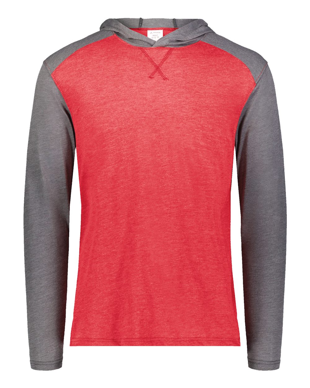 Augusta Sportswear Unisex Gameday Vintage Hooded Long Sleeve T-Shirt. 6884 - Scarlet Heather/ Carbon Heather