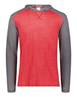 Augusta Sportswear Unisex Gameday Vintage Hooded Long Sleeve T-Shirt. 6884 - Scarlet Heather/ Carbon Heather