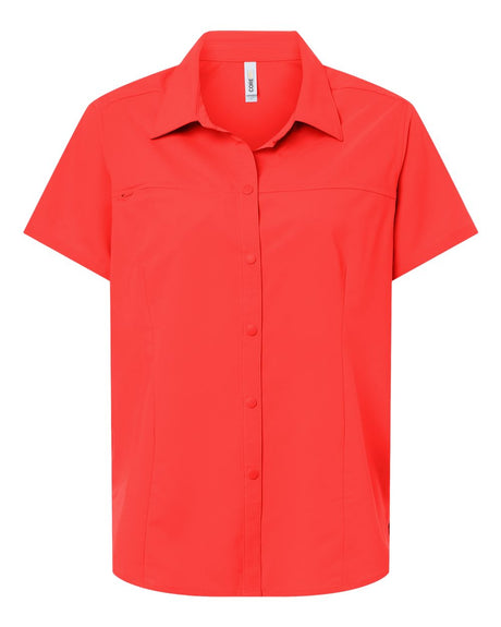 CORE365 Women's UltraUVP Shoreline Short Sleeve Staff Shirt. CE520W - Marina Red