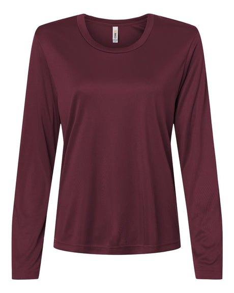 CORE365 Women's Capital Performance Long Sleeve T-Shirt. CE10LW - Burgundy
