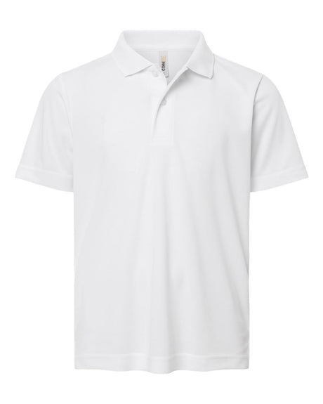 CORE365 Youth Nova Performance Pique Polo. CE108Y - White