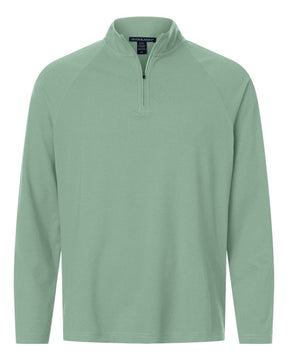Devon & Jones Men's Seaton Pebble Textured Quarter-Zip Pullover. DG402 - Balsam Green