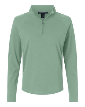 Devon & Jones Women's Seaton Pebble Textured Quarter-Zip Pullover. DG402W - Balsam Green