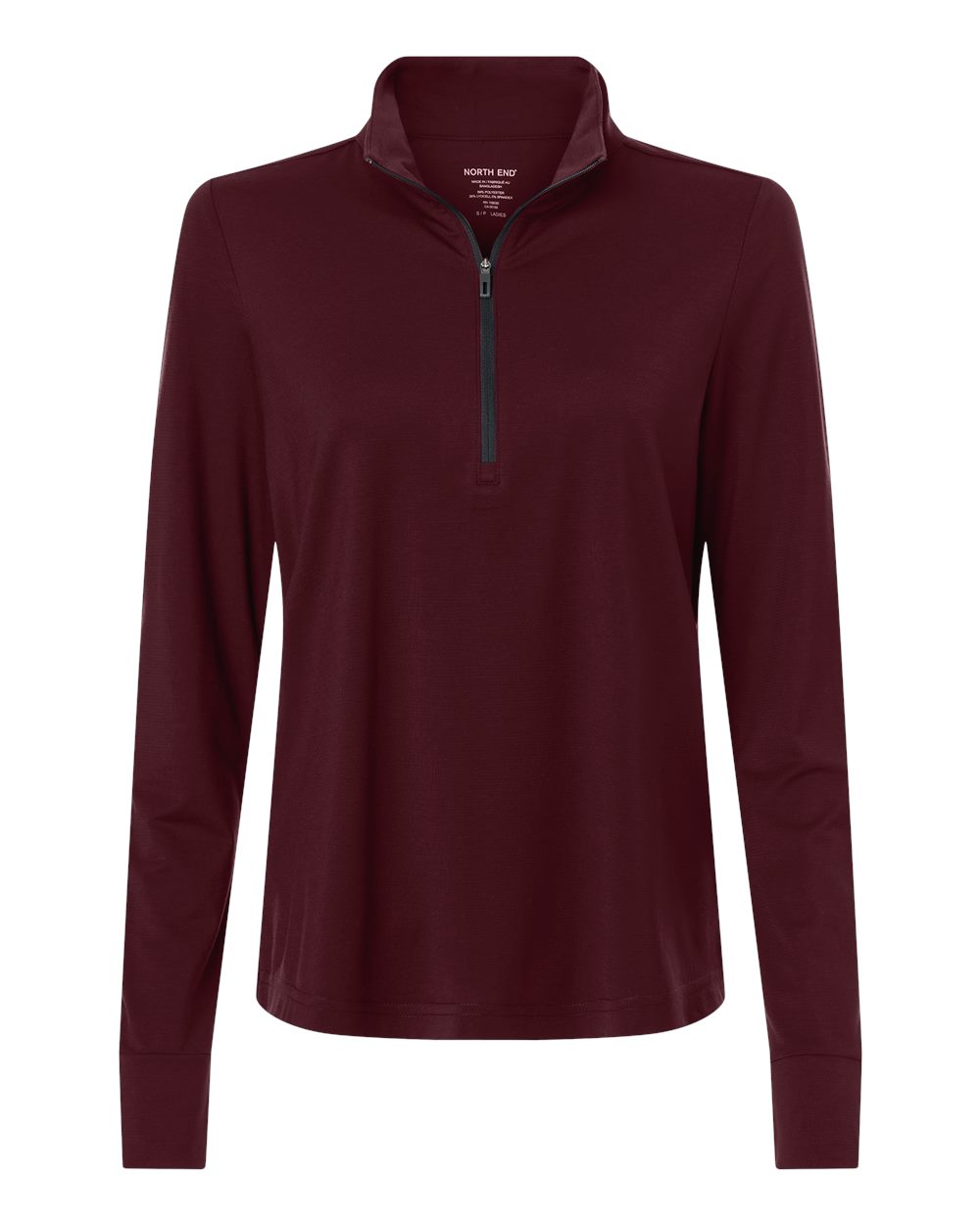 North End Women's JAQ Stretch Performance Quarter-Zip. NE405W - Burgundy/ Carbon