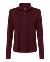 North End Women's JAQ Stretch Performance Quarter-Zip. NE405W - Burgundy/ Carbon