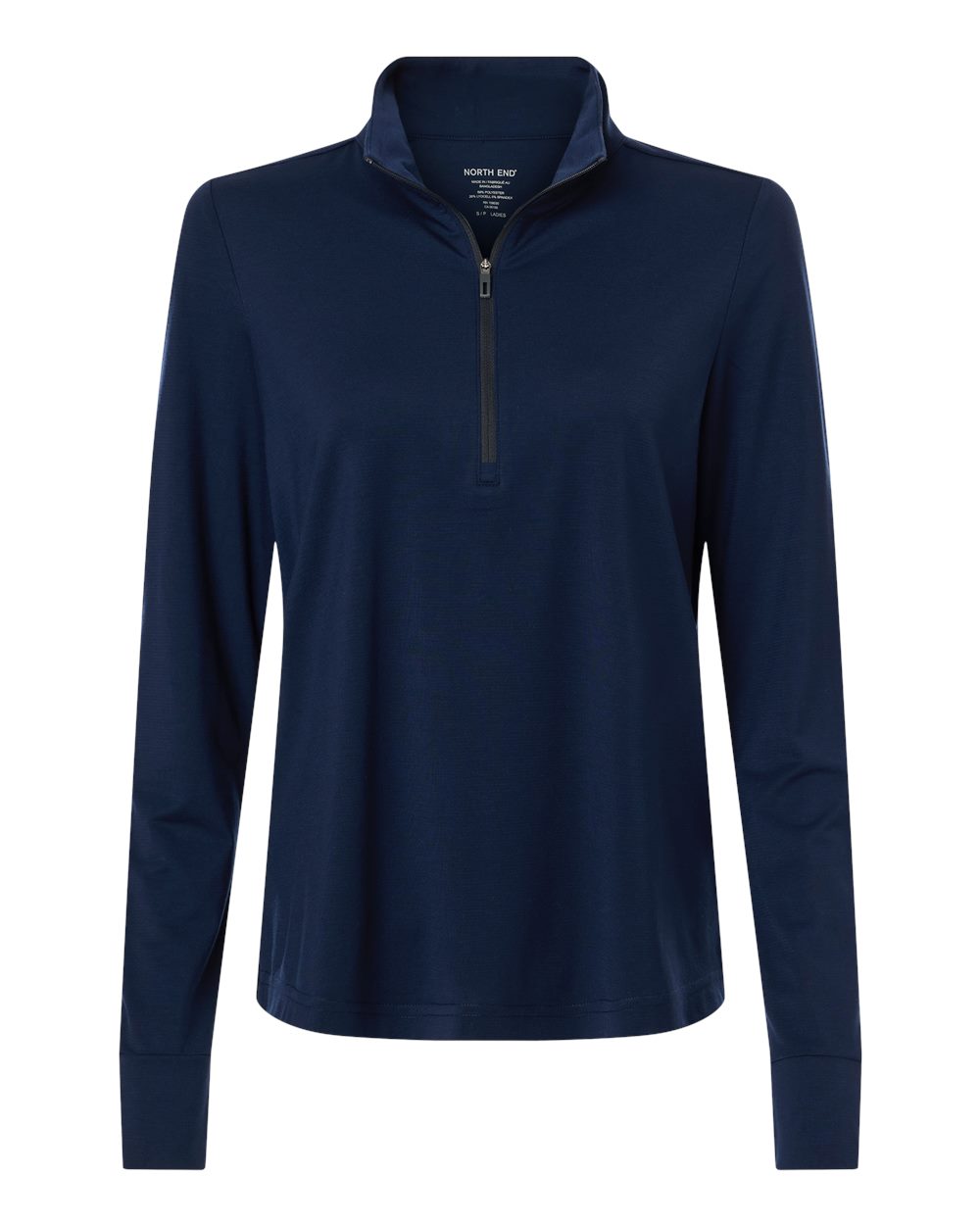 North End Women's JAQ Stretch Performance Quarter-Zip. NE405W - Classic Navy/ Carbon