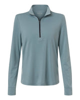 North End Women's JAQ Stretch Performance Quarter-Zip. NE405W - Opal Blue/ Carbon