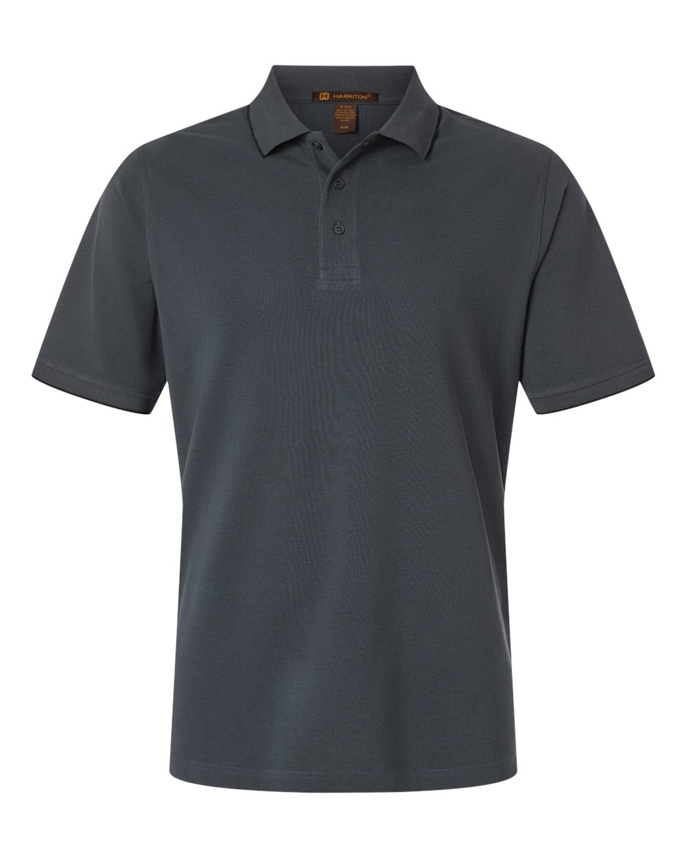 Harriton Men's Valiant Cotton Snag Protect Tipped Polo. M215 - Dark Charcoal/ Black