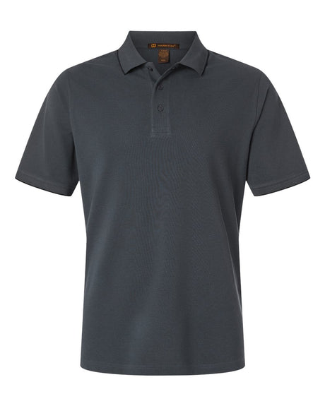Harriton Men's Valiant Cotton Snag Protect Tipped Polo. M215 - Dark Charcoal/ Black