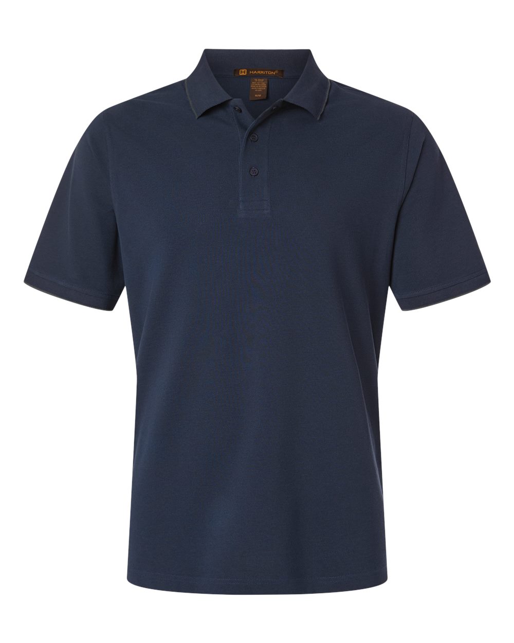 Harriton Men's Valiant Cotton Snag Protect Tipped Polo. M215 - Dark Navy/ Dark Charcoal